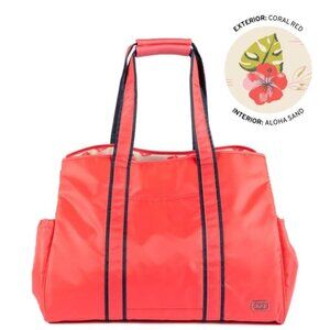 Lug Rover X-Large Carry-All Tote Coral Red with Aloha Sand Interior- New Color!